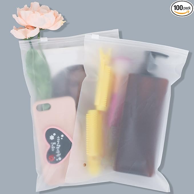 Svaldo Frosted Poly Bags, Sock Packaging Zipper Storage Bags, Small Zip Lock by Svaldo