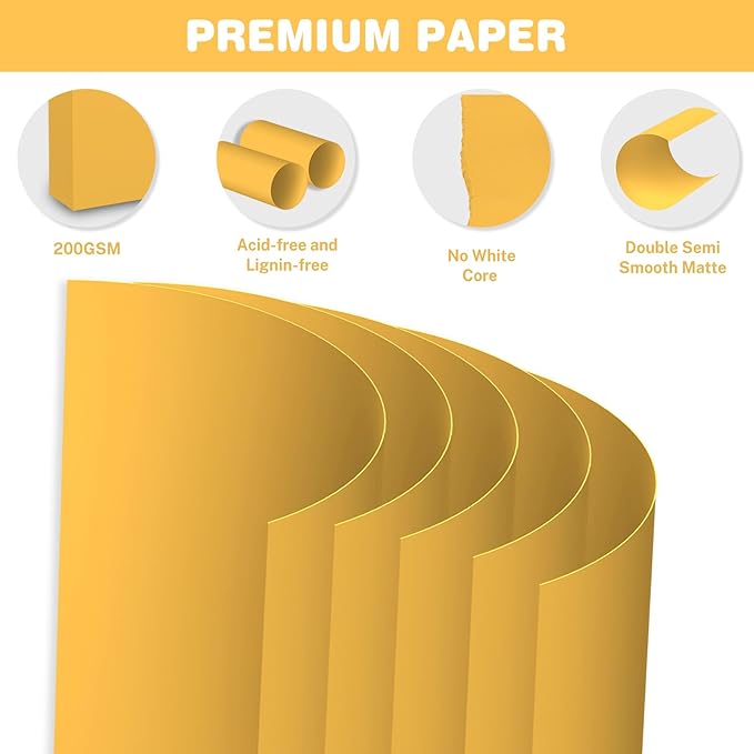 Yellow Cardstock 8.5 X 11, 80 Sheets Card Stock, 75lb/ 200gsm Copy Paper - Image 3