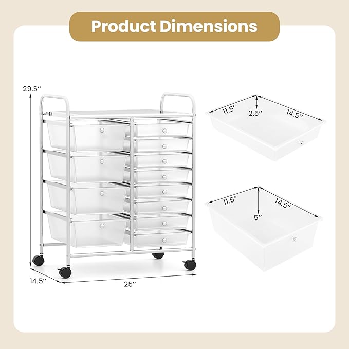 Giantex 12 Drawer Rolling Cart - Image 3