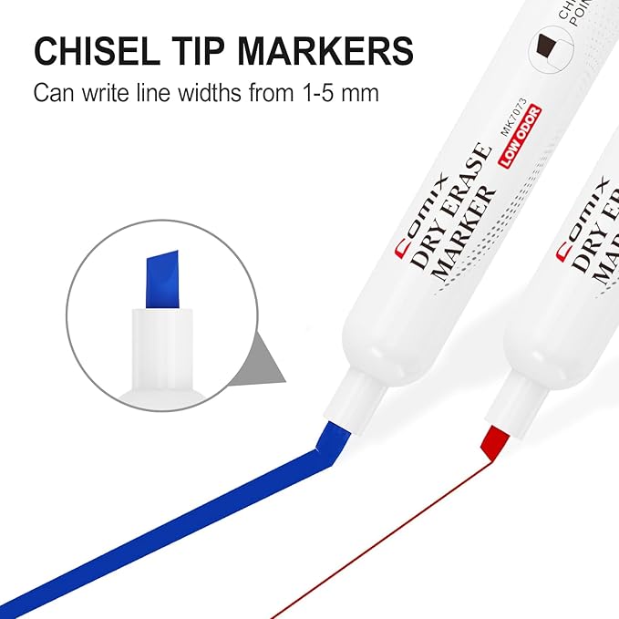 Comix Dry Erase Markers, Chisel Tip Whiteboard Markers, 36 Bulk 12 Assorted - Image 3