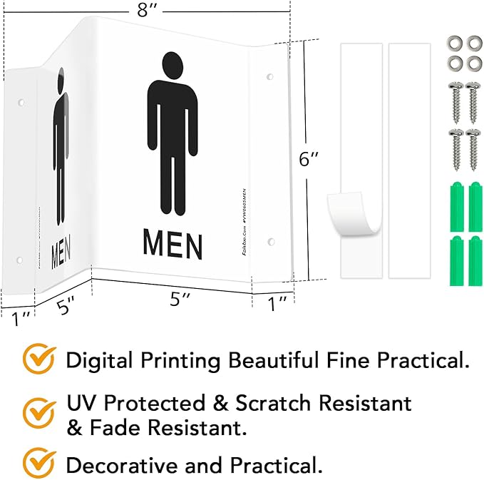Faittoo Restroom Sign, Bathroom Signs, 4 Pack 6 x 8 Inches Acrylic Sign - Image 2