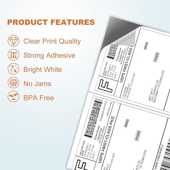 Half Sheet Laser/Ink Jet Shipping Labels UPS FedEx Address Labels - Image 4