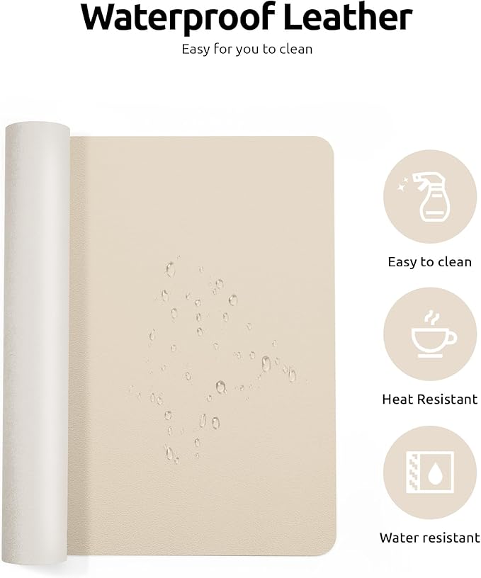YSAGi Leather Desk Protector, Office Mat, Large Mouse Mat, Non-Slip PU Leather - Image 4