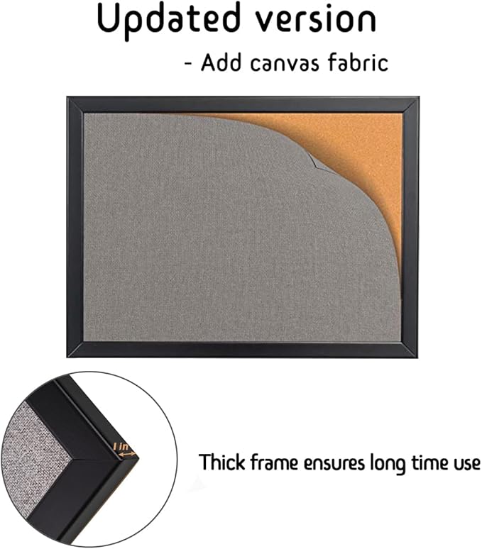 Gideal Bulletin Board 36 x 48 Inch, 100% Wood Framed Canvas Cork Board - Image 4