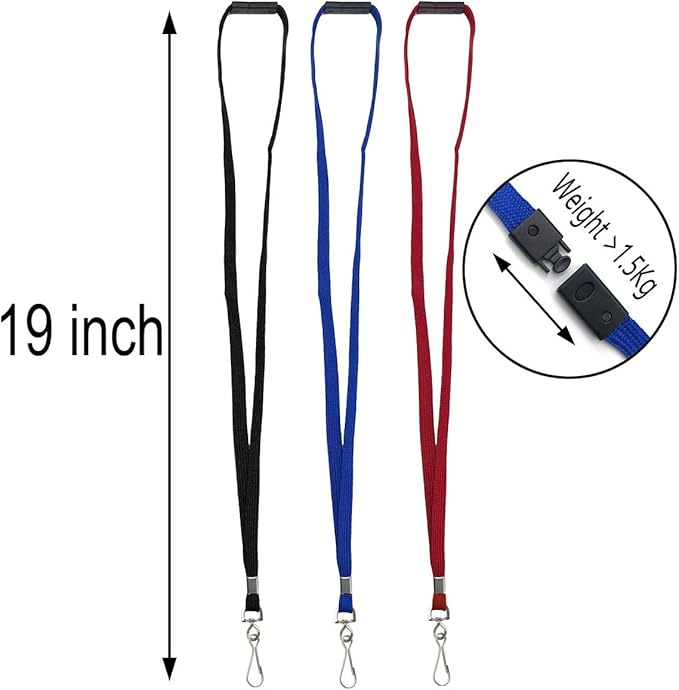 Lanyards Safety Black Lanyards Neck Flat Premium Breakaway Badge Lanyard - Image 2
