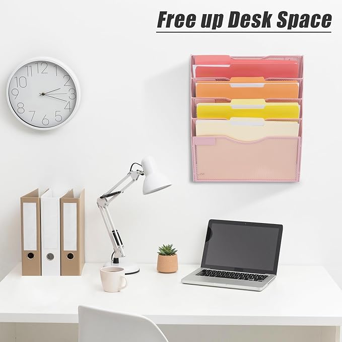 EASEPRES 5 Pocket Mesh Hanging Wall File Organizer, Wall Mounted Mail Paper - Image 6