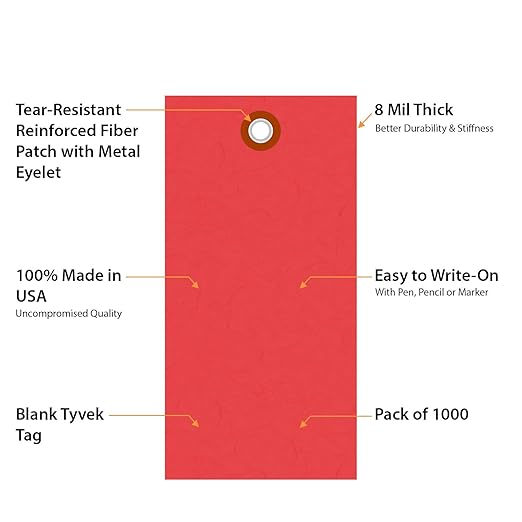 SmartSign 4.75 x 2.375 inch “Red” Blank Tyvek Shipping Tags - Image 5