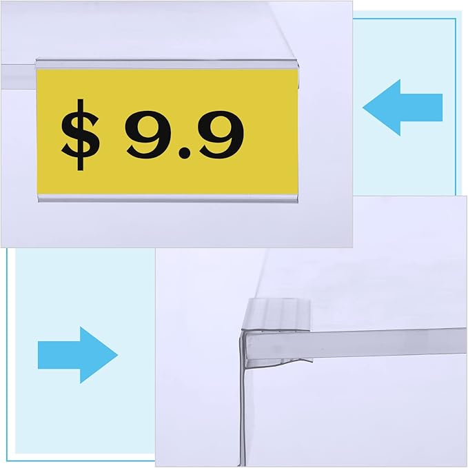 Qunclay 100 Pcs Shelf Label Holder Glass Wood 1.25 x 3 Inches Clear Plastic - Image 4