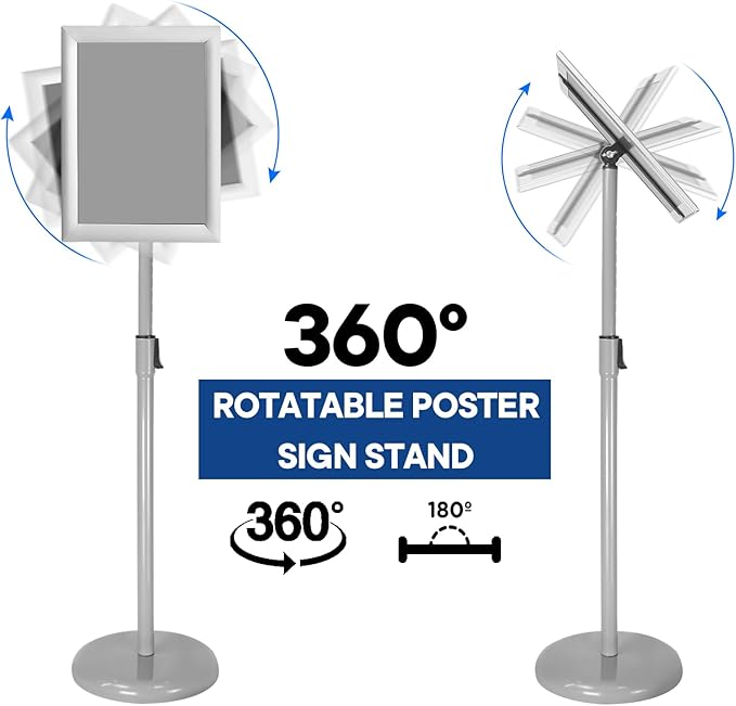 SENZHIYI Adjustable Poster Stand Holder Heavy Duty Snap Open Aluminum Pedestal - Image 3