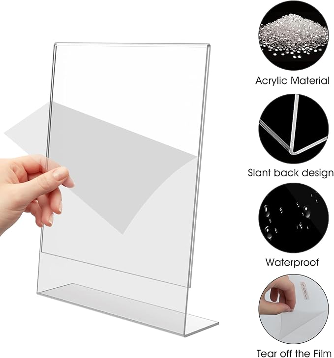 SVOPY 3 Pack Acrylic Sign Stand Holders, 8.5 x 11 Clear Plastic Table Paper - Image 4