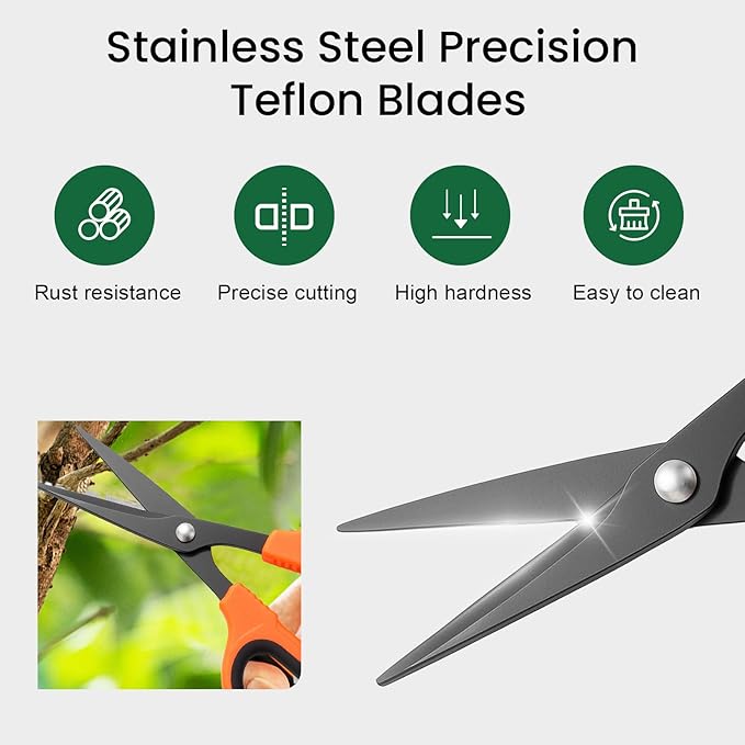 GROWNEER 1 Packs Trimming Scissors Teflon Coated Non Stick Blades Pruning - Image 5