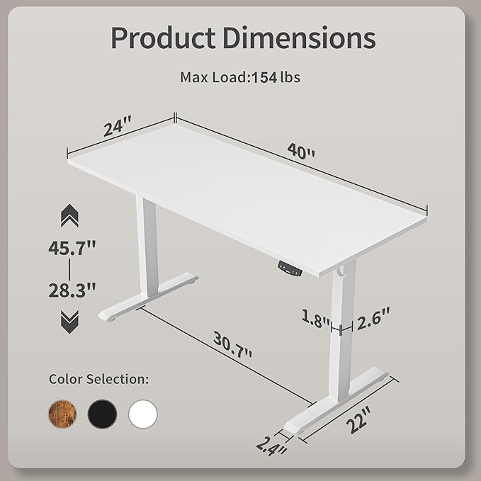 Agilestic Electric Standing Desk 40 x 24 Inches, Height Adjustable Desk - Image 3