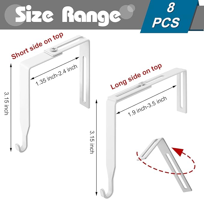 Amylove 8 Pcs Adjustable Cubicle Hanger Universal Partition Metal Cubicle Hooks - Image 2