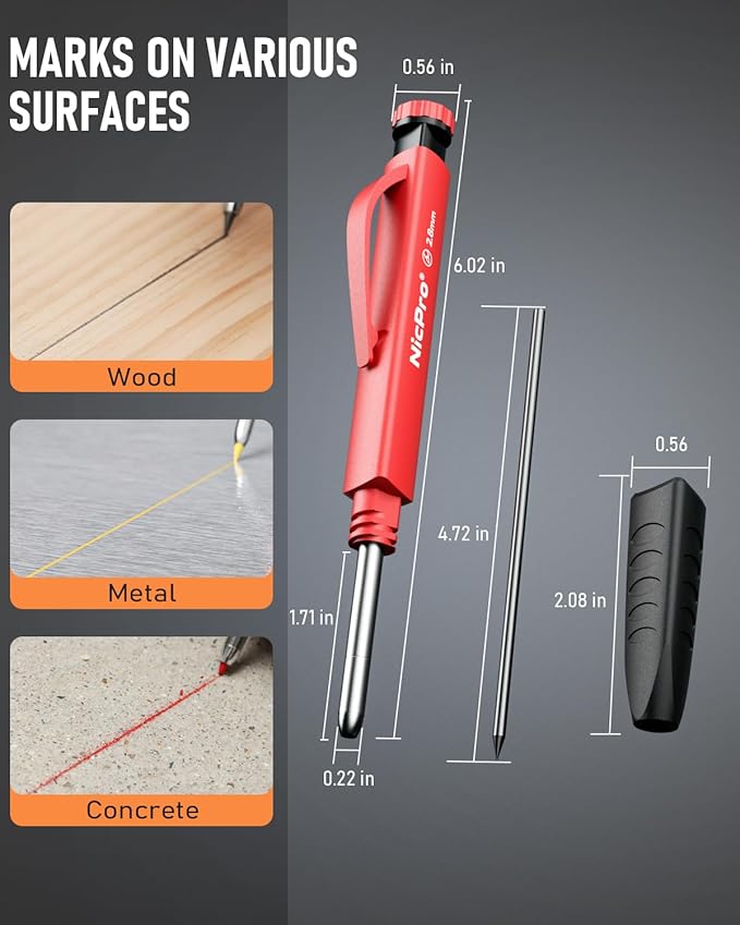 Nicpro 5 Pack Mechanical Carpenter Pencil Set - Image 7