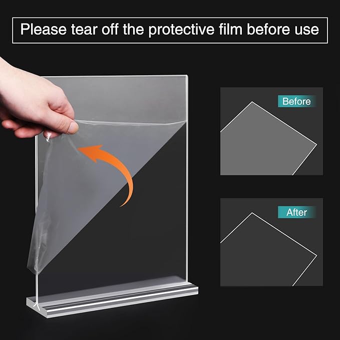 Relx 6 Pack Acrylic Sign Holder 8.5 x 11, Vertical T Shape Plastic Sign Holder - Image 3