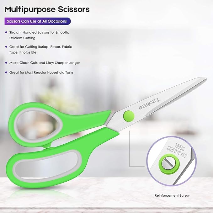 Scissors Bulk Set of 24-Pack, Taotree 8" Scissors All Purpose Comfort Grip - Image 5