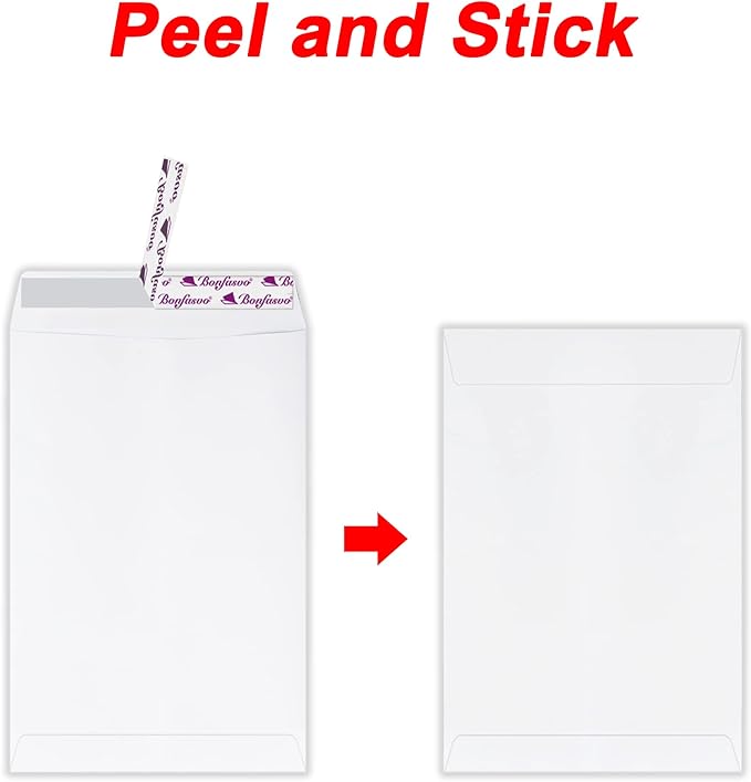 Bonfasvo 300 Pack 10x13 White Catalog Envelopes Peel & Seal Security Mailing - Image 3
