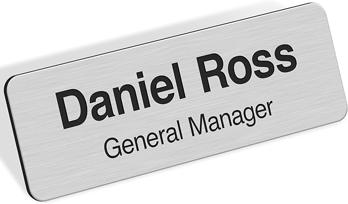 Custom Engraved Name Tags, Magnetic Brushed Aluminum Name Tags, Personalized by MySignCenter