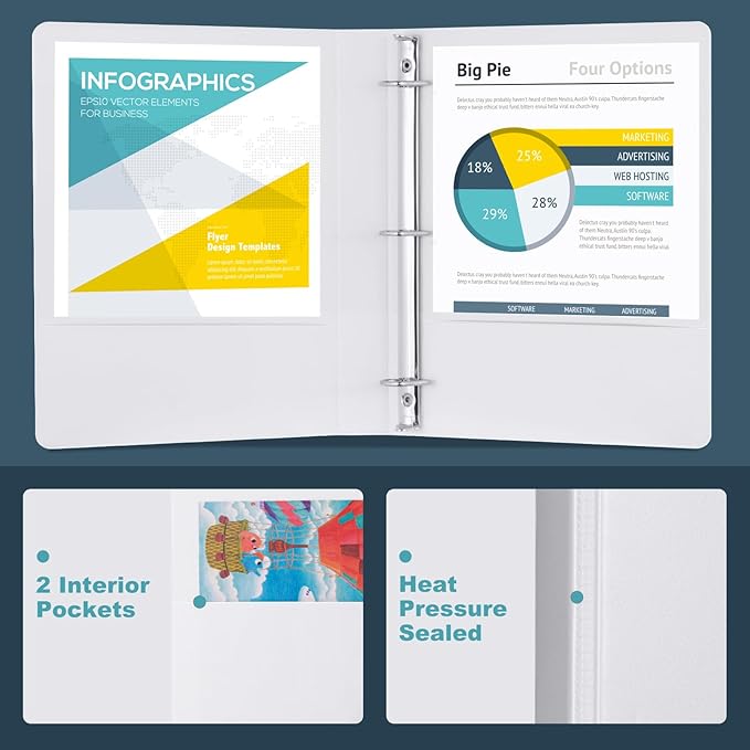 3 Ring Binder 1-1/2 Inch, ViVin Sturdy 1.5"-Slant D Ring Binder - Image 6