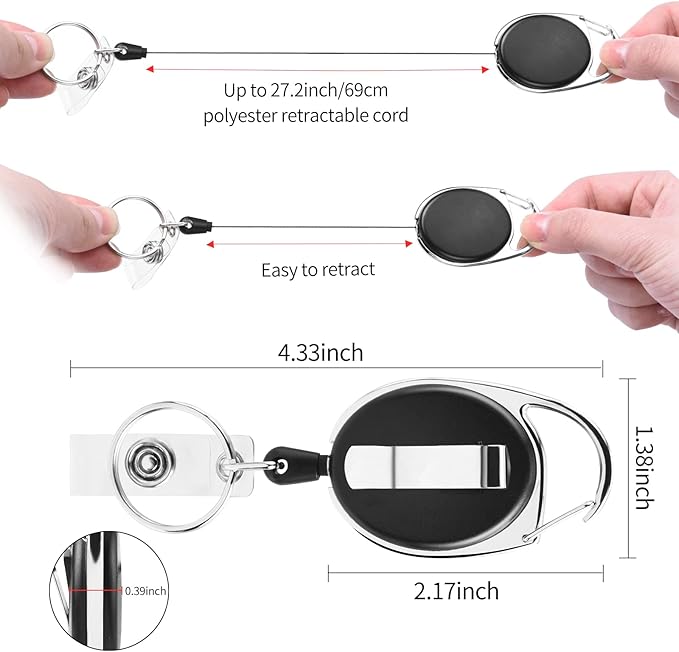 2 Pack ID Badge Holder, Badge Holder Retractable Clip - Image 3