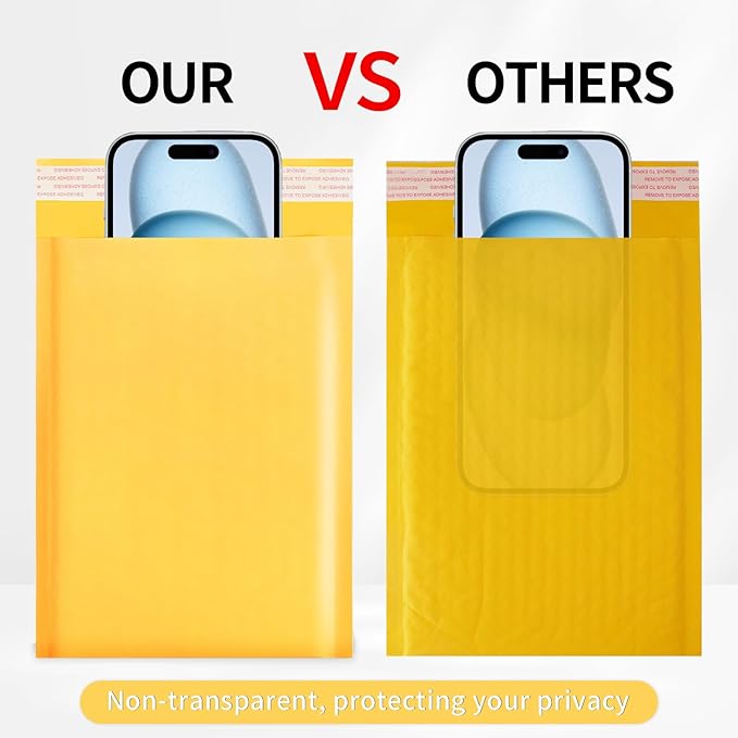 Ctarsthome 52Pack Yellow 8.5x12in Kraft Bubble Mailers Small Business Mailing - Image 4