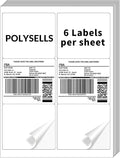 POLYSELLS Self Adhesive 3-1/3'' x 4'' Address Shipping Labels, 6UP White by POLYSELLS