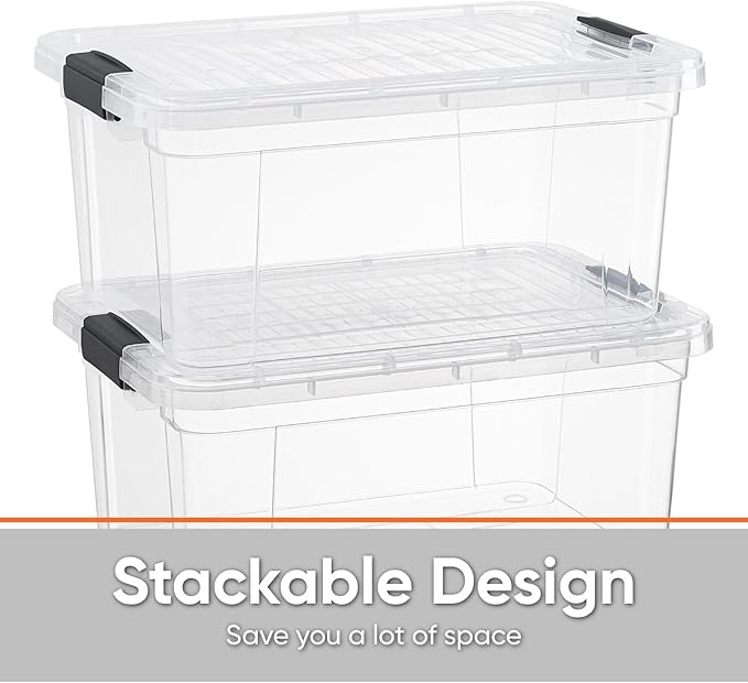 Superio Storage Bins with Lids- 2 Pack, 6.6 Qt Clear Boxes - Image 3