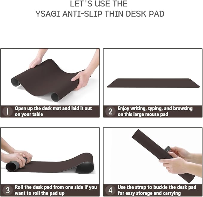 YSAGi Non-Slip Leather Desk Pad, Waterproof Laptop Computer Desk Keyboard Mat - Image 6
