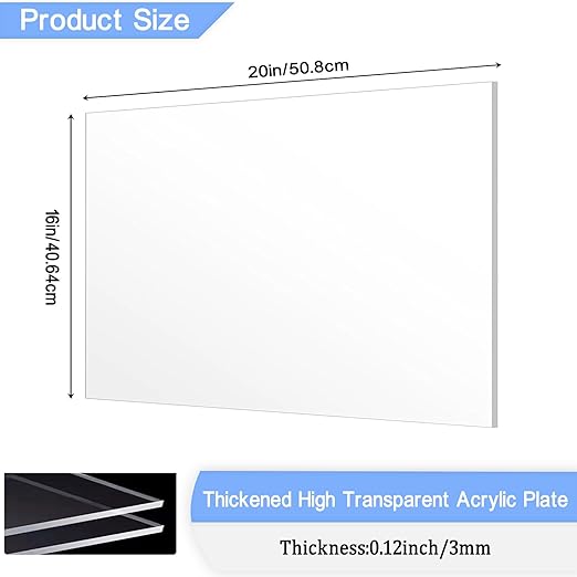 4 Pack 16x20 Inch Acrylic Sheet 1/8" Thick, Cast Acrylic Sheet, - Image 2
