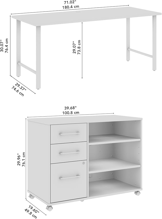 Bush Business Furniture Hustle 72W x 30D Computer Desk and Storage Cabinet - Image 2