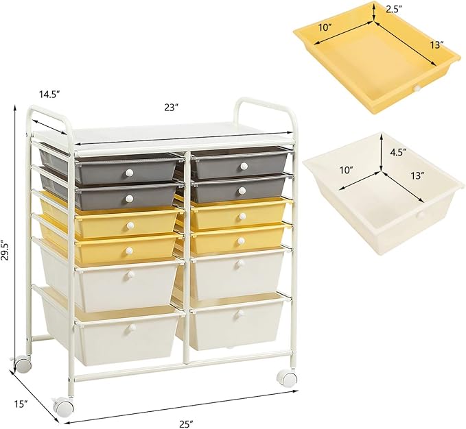 Giantex 12 Drawer Rolling Storage Cart Tools Scrapbook Paper Office School - Image 3