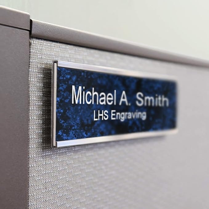 Door Name Plate Personalized for Office Brushed Steel Plastic Name Plate Black - Image 8
