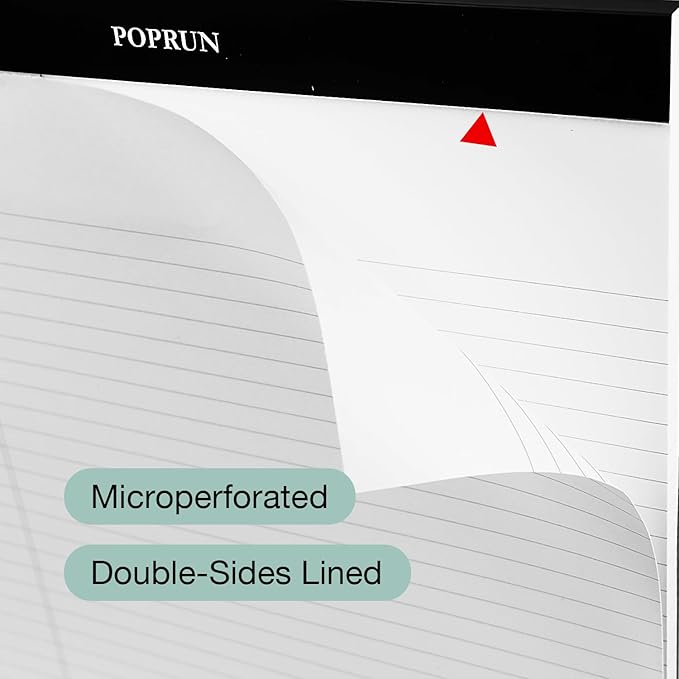 POPRUN White Legal Pads 8.5 x 11.75 Wide Ruled, 100GSM Writing Paper Pad - Image 5