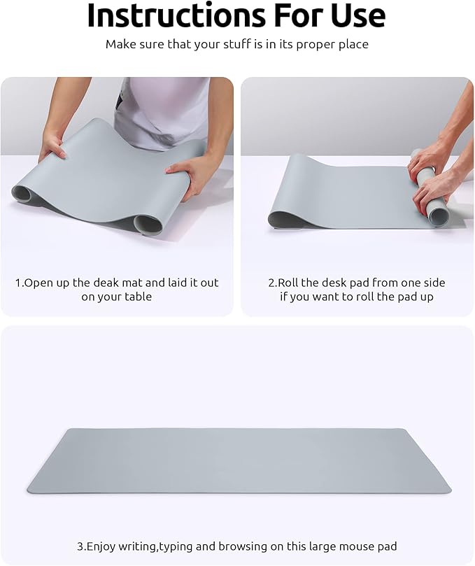 YSAGi Leather Desk Protector, Office Mat, Large Mouse Mat, Non-Slip PU Leather - Image 9