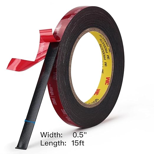 3M Double Sided Mounting Tape 2 Pack 0.5" Width 5925 VHB Black Foam Tape High - Image 2