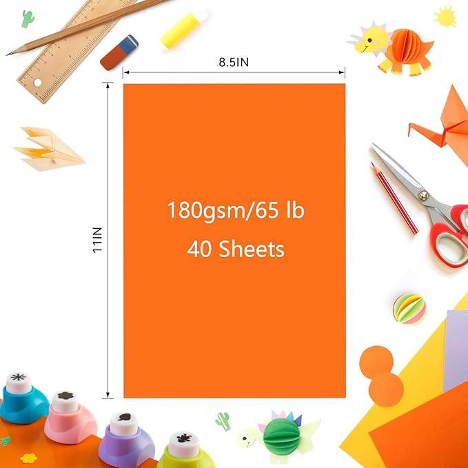 Colored Construction Paper 40 Sheets 8.5 x 11 Inches, 180GSM/65LB Purple Card - Image 4