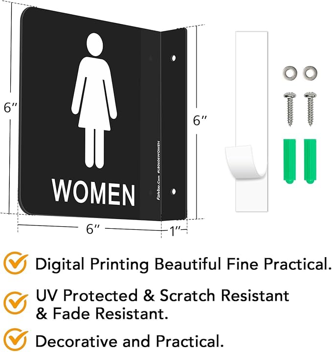 Faittoo Restroom Sign, Bathroom Signs, 6 x 6 Inches Acrylic Sign, - Image 7