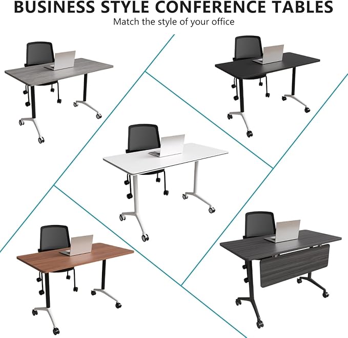 Goakwwuz Conference Room Table, Folding Conference Tables, Thicken Grey Tabletop - Image 3