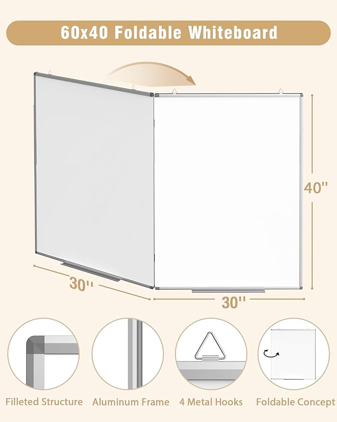 60"X 40" Large Magnetic Dry Erase Whiteboard, Wall Hanging Board - Image 4