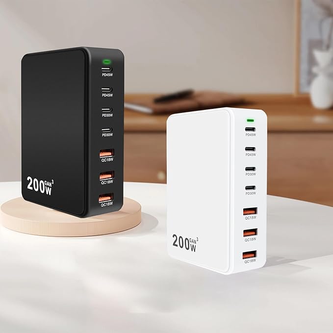 USB C Charger Block 200W 7 Port GaN Fast Charging Block Station, iPhone 17/16/15 - Image 4