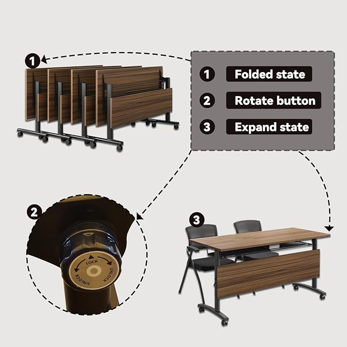 Modern Conference Table, Modular Flip-Top Seminar Meeting Table, Versatile - Image 4