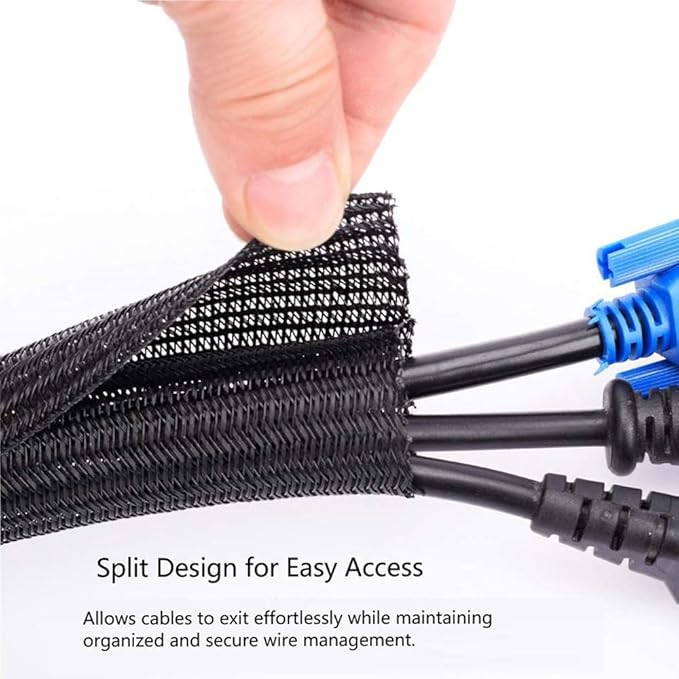 QCSIW 3/4" 25ft Expandable Braided Cable Sleeve Split Wire Loom Tubing – - Image 4