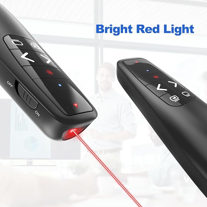 Presentation Clicker with Case Storage: Wireless Presenter Remote: Red Laser - Image 5