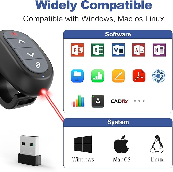 Presentation Clicker PowerPoint Wireless Presenter Remote: Laser Pointer - Image 7