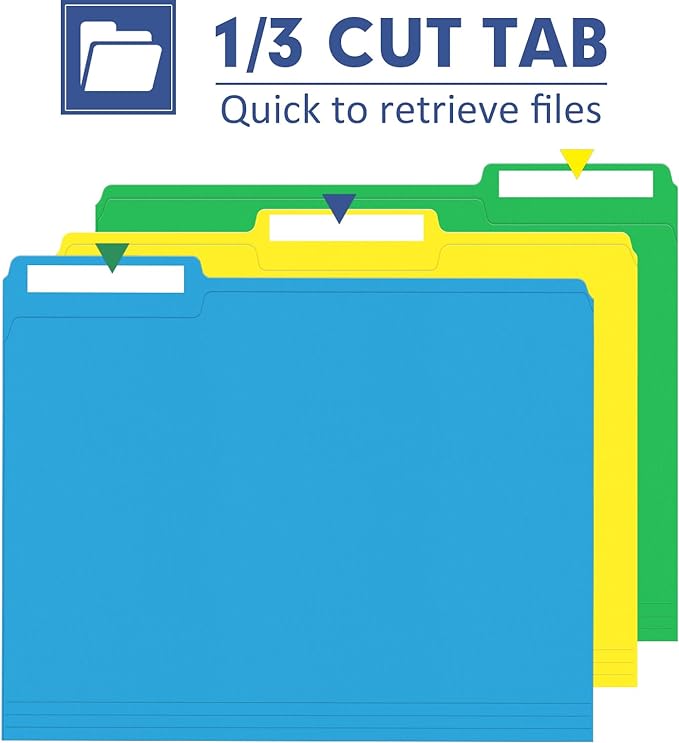 File Folder, PANDRI 220 Pack Colored File Folder, 1/3 Cut Tabs, Letter Size - Image 3