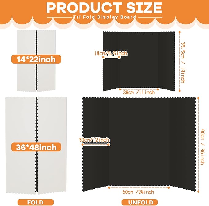 Ctosree 24 Pcs 14 * 22inch Tri Fold Poster Board Bulk, Science Fair Project - Image 3