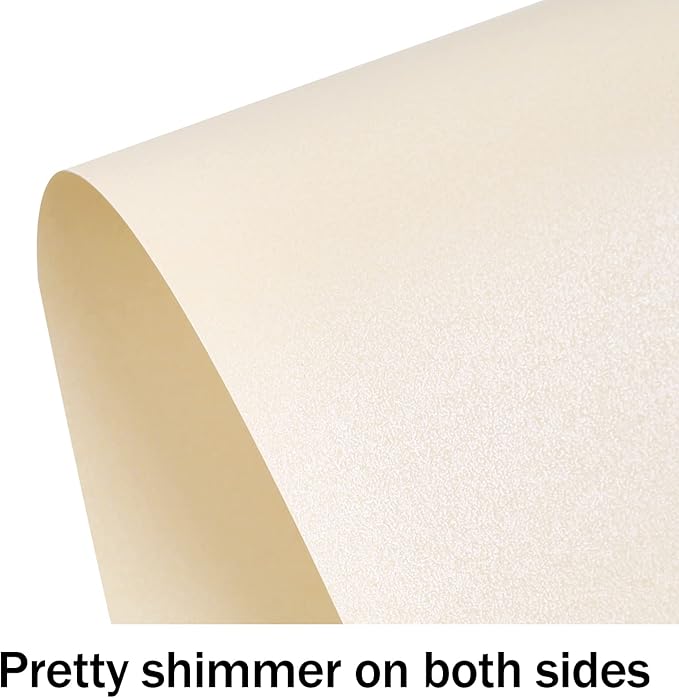 100 Sheets Cream Shimmer Cardstock 8.5 x 11 Off White Paper, Goefun 80lb Ivory - Image 3