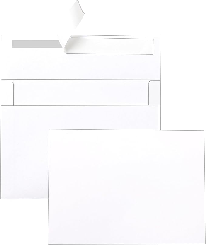 Silunkia White Blank Note Cards and Envelopes 5 x 7 Heavyweight Single Panel by Silunkia
