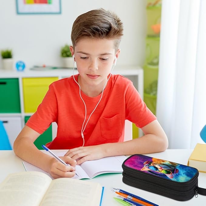 HiGaits Pencil Case for Boys, Durable Pen Box Cat - Image 4