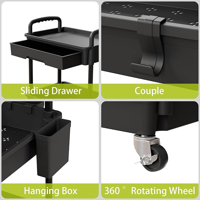 Sorgion 4 Tier Rolling Cart Organizer, Art Craft Diaper Bedside Snack Laundry - Image 4